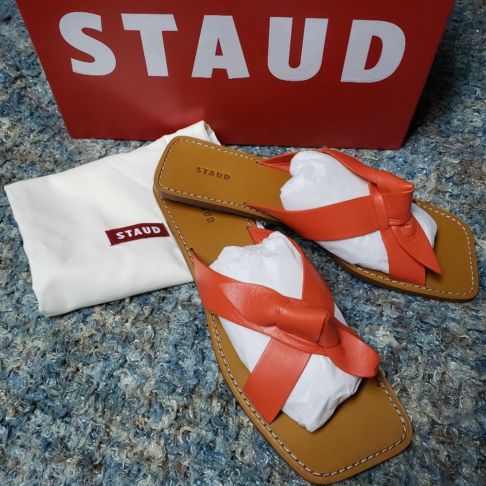 NIB STAUD Lei Leather Flip Flop Sandals Hawaiian Red